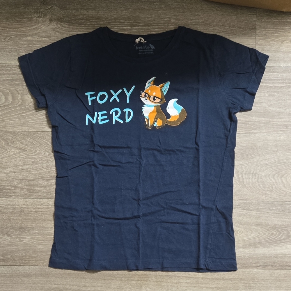 Tee Turtle Foxy Nerd Women's Navy Short Sleeve Tee
